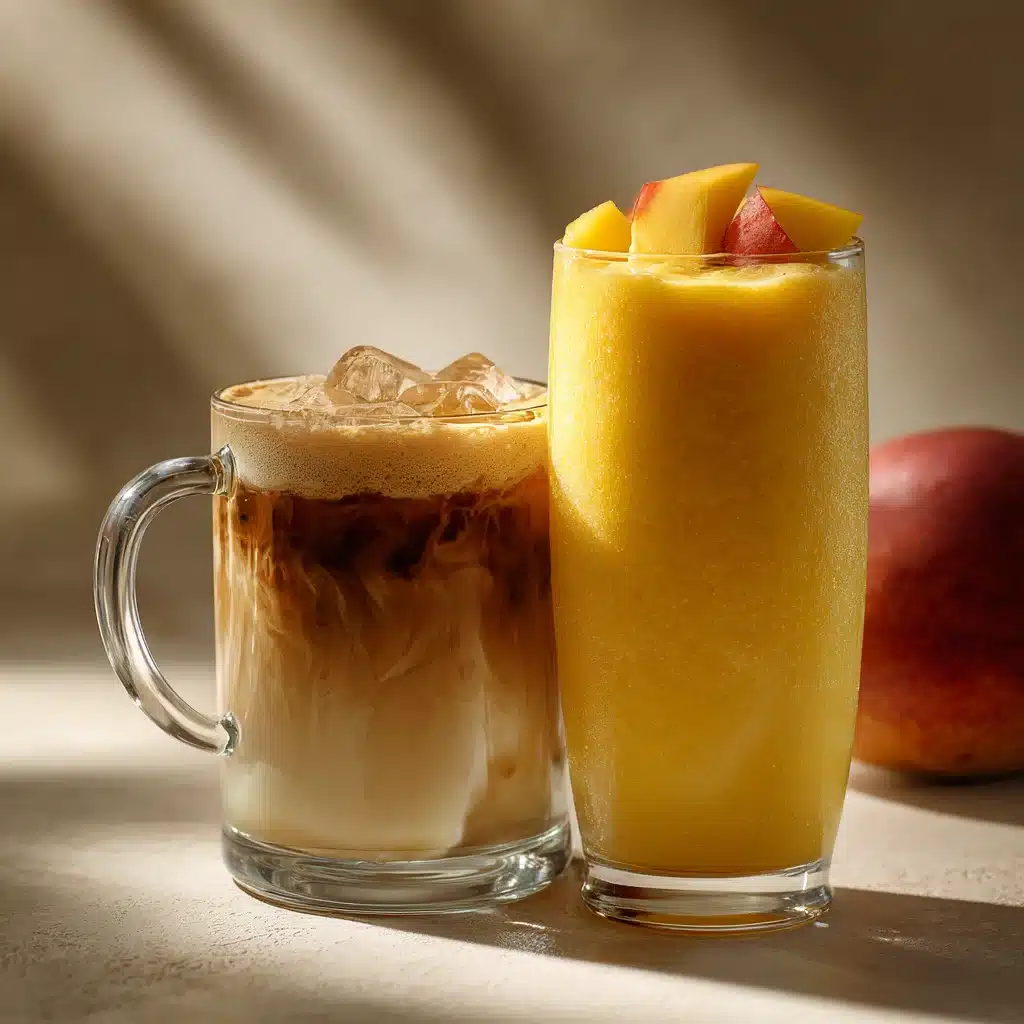 u1127111147 Two vibrant drinks a creamy iced coffee in a glas 8e0f1c56 b89f 465f 925d fa68ae9d88b5 3