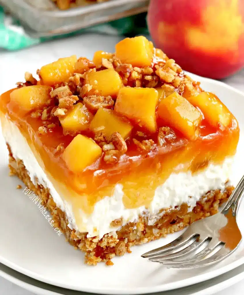 u1127111147 ultra realistic peach pretzel salad slice in vibr 06b53d79 fbe5 4c99 9e2b 97957e216edc 0