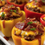 BBQ Bacon Cheeseburger Stuffed Peppers