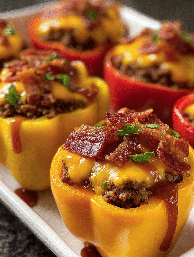 BBQ Bacon Cheeseburger Stuffed Peppers