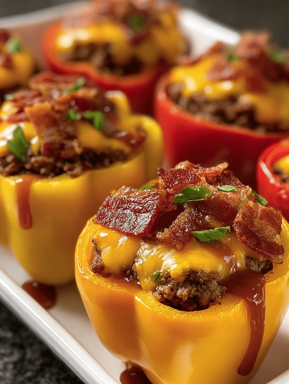 BBQ Bacon Cheeseburger Stuffed Peppers