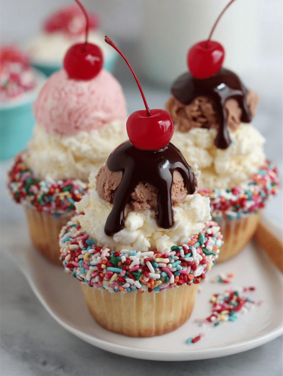 Banana Split Cupcakes