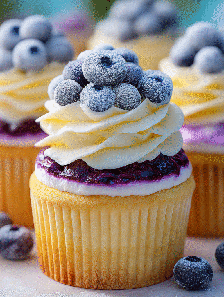 Blueberry Cheesecake Burst Cupcakes