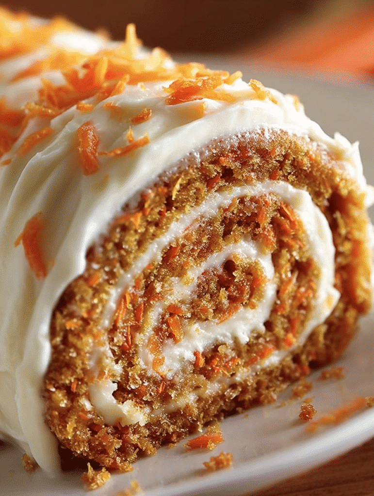 Carrot Cake Roll with Cream Cheese Frosting Filling