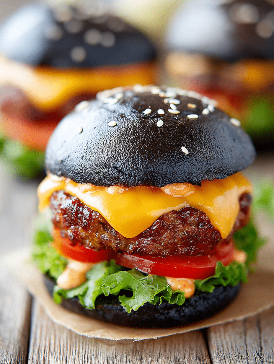 Charcoal Black Burger Towers (Bold Gothic Stack)