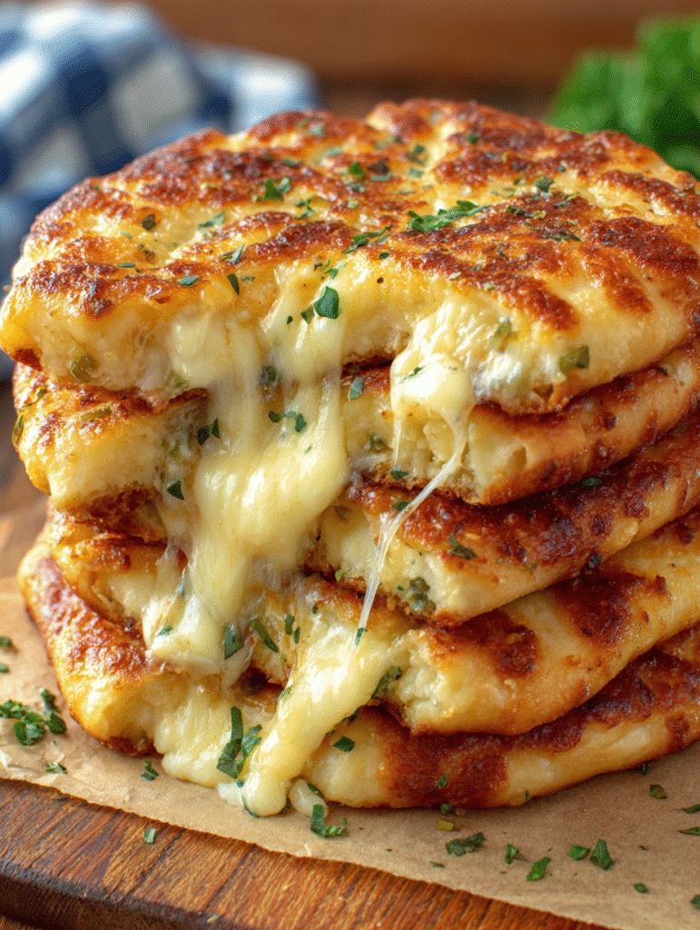 Cheese-Stuffed Flatbread (Crispy Pan-Fried Layers)