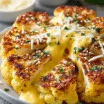 Cheesy Cauliflower Steaks: A Gourmet Veggie Delight! 3 Cheesy Cauliflower Steaks (Golden Roast + Creamy Drizzle)