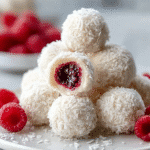 Coconut Raspberry Snowball Truffles