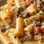 Creamy Rotel Pasta with Ground Beef