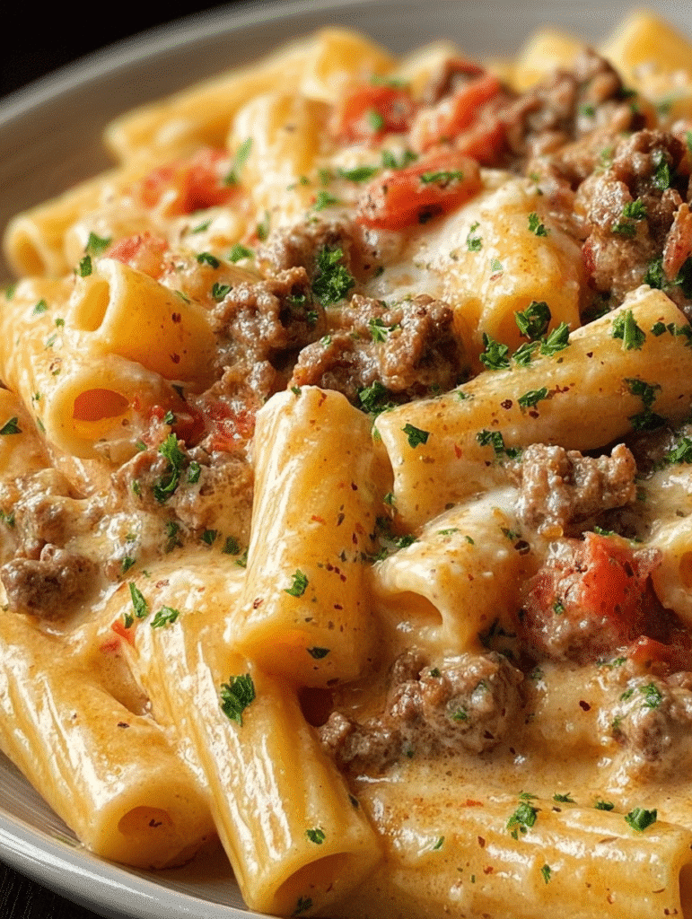 Creamy Rotel Pasta with Ground Beef