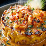 Grilled Pineapple Shrimp Steaks (Tropical Curry Glaze)