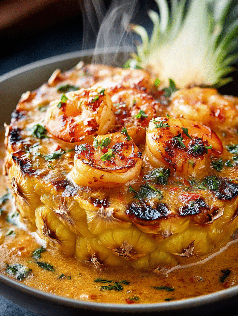 Grilled Pineapple Shrimp Steaks (Tropical Curry Glaze)