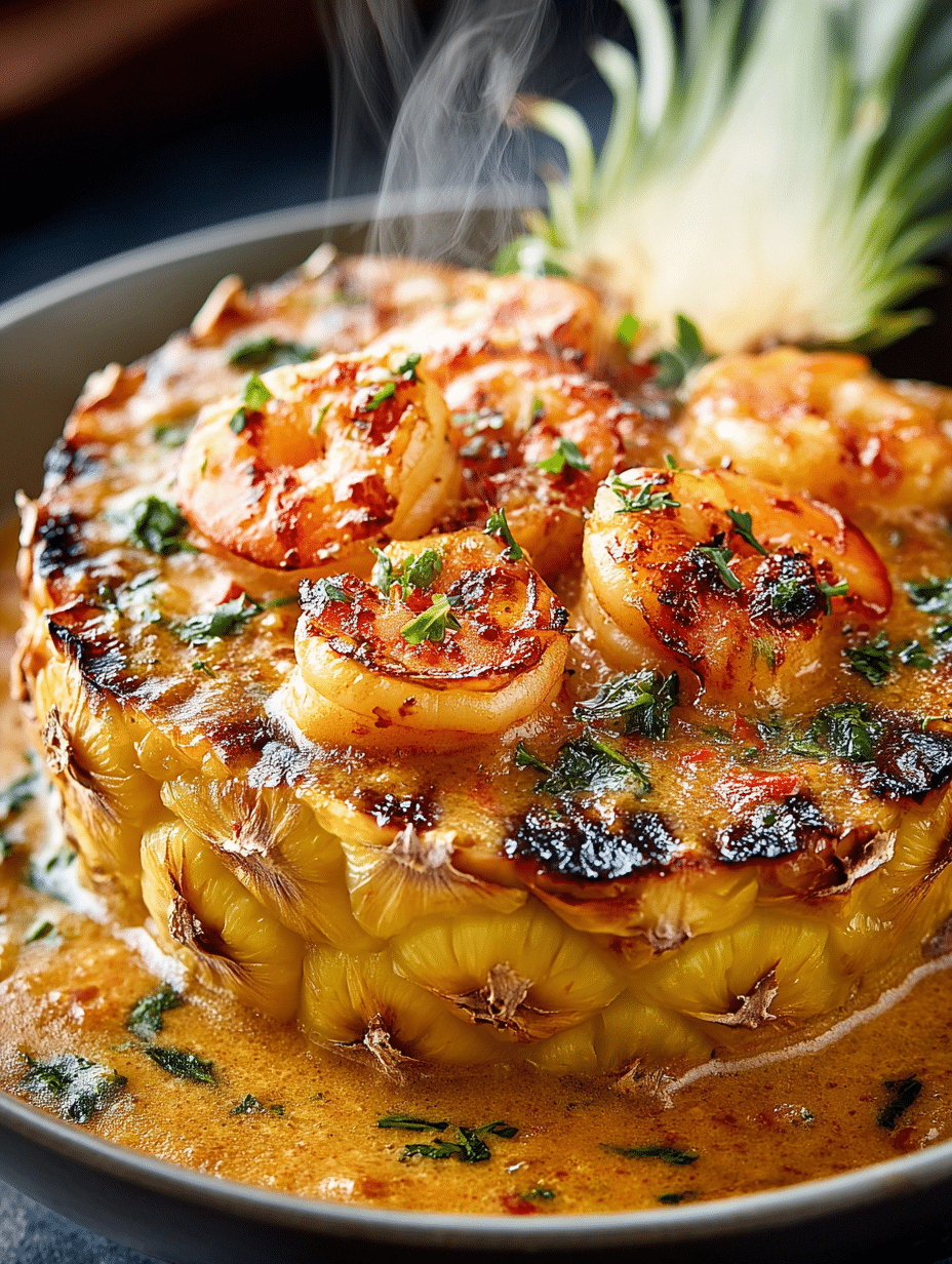 Grilled Pineapple Shrimp Steaks (Tropical Curry Glaze)