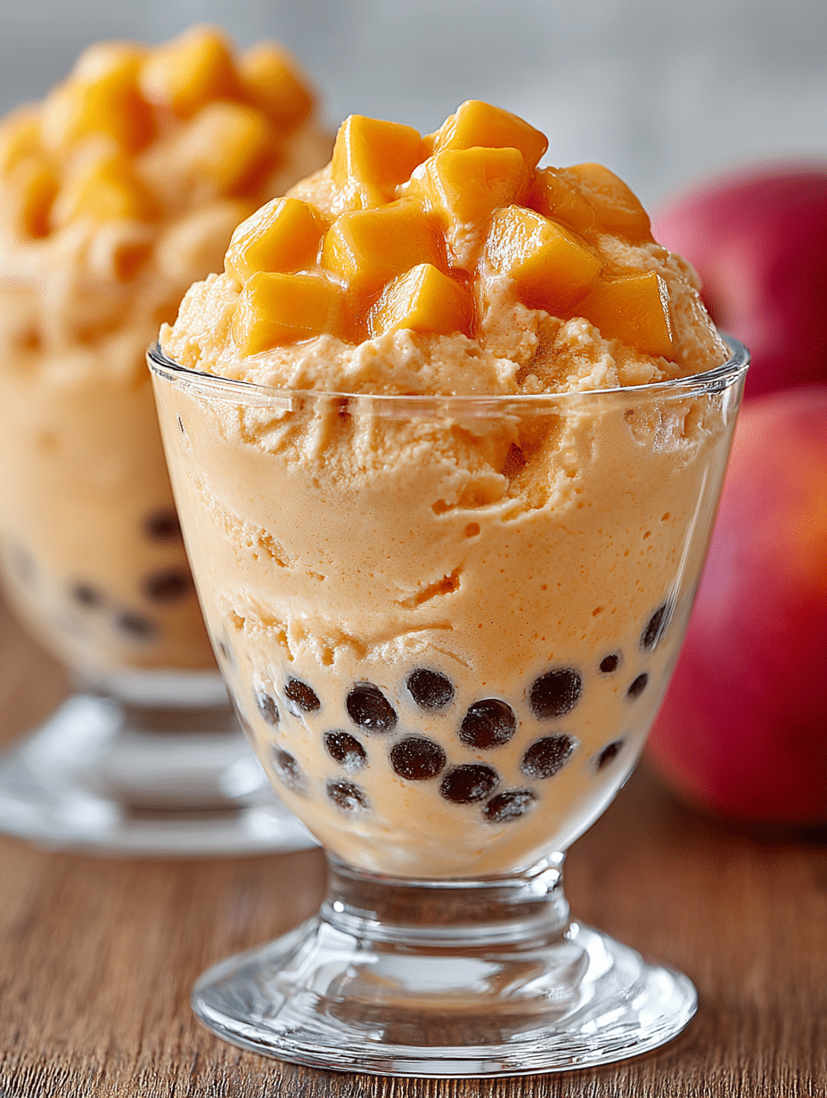 Peach Mango Boba Cream Ice Cream (Bubble Tea Dessert Twist)