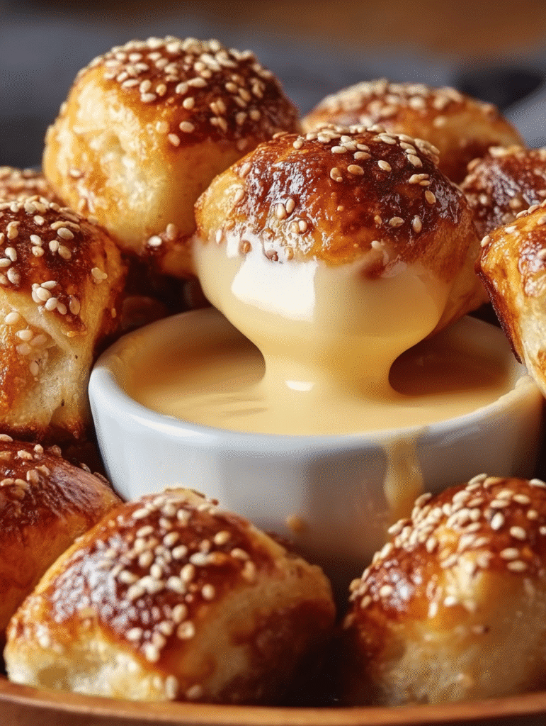Pretzel Bites with Cheddar Cheese Sauce