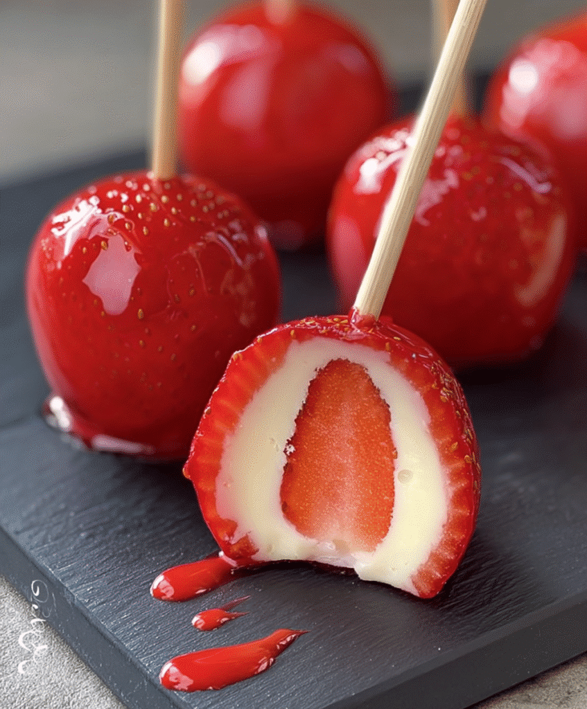 Strawberry Custard Mirror-Glaze Pops