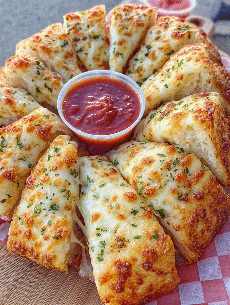 Cheesy Garlic Breadsticks with Marinara Dip