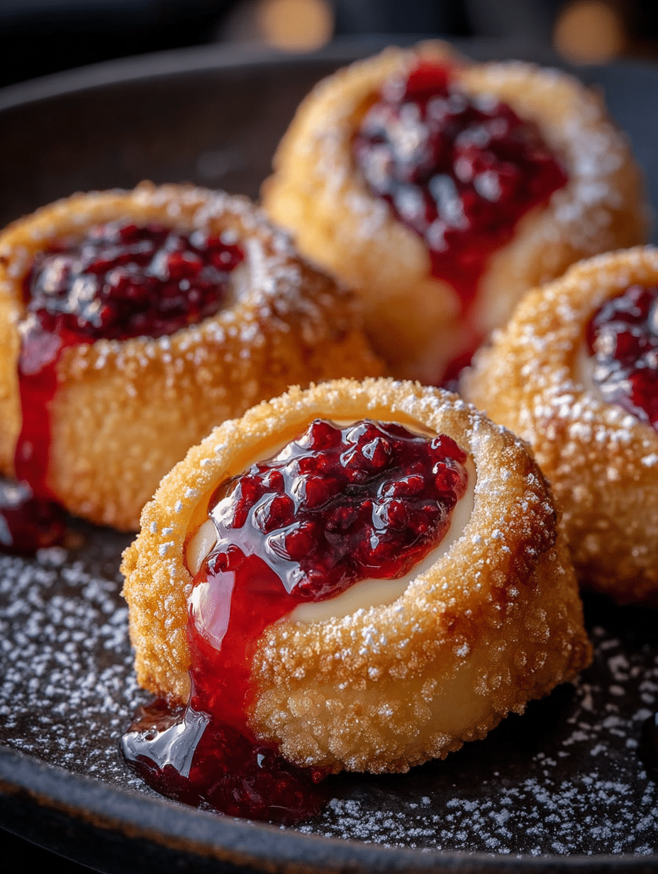 Crispy Cheesecake Egg Rolls with Berry Sauce