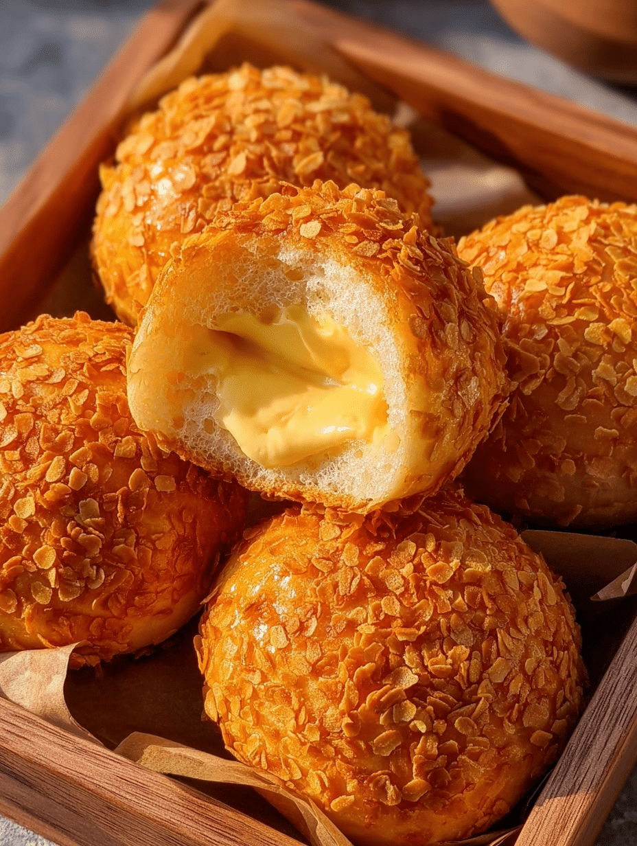 Crispy Cornflake Custard Buns