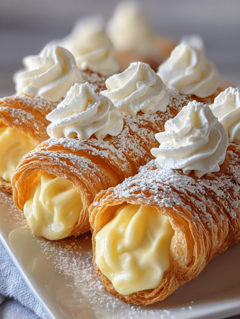 Flaky Cream Horns with Vanilla Custard