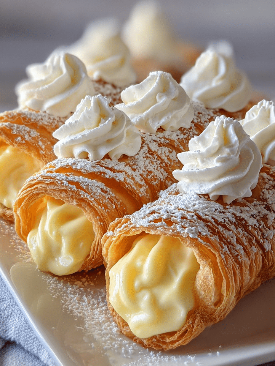 Flaky Cream Horns with Vanilla Custard