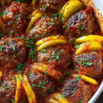 Mediterranean Baked Meatballs with Potatoes