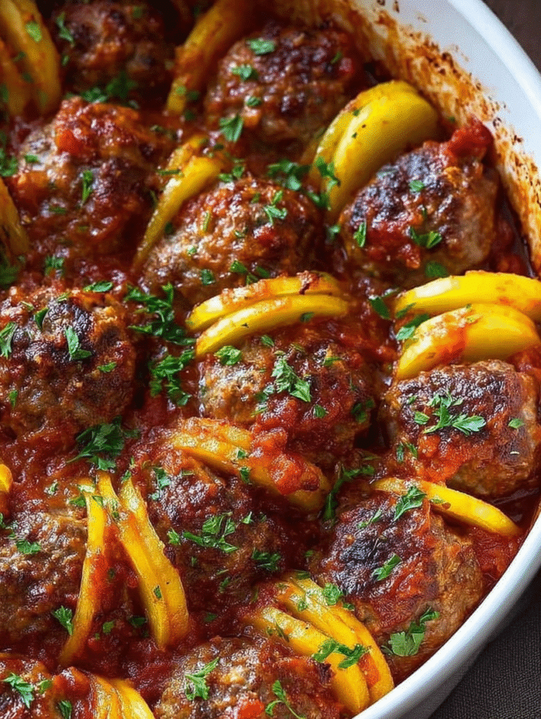 Mediterranean Baked Meatballs with Potatoes