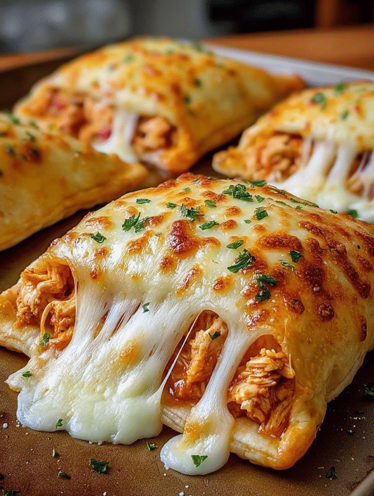 Ooey-Gooey Buffalo Chicken Pizza Pockets