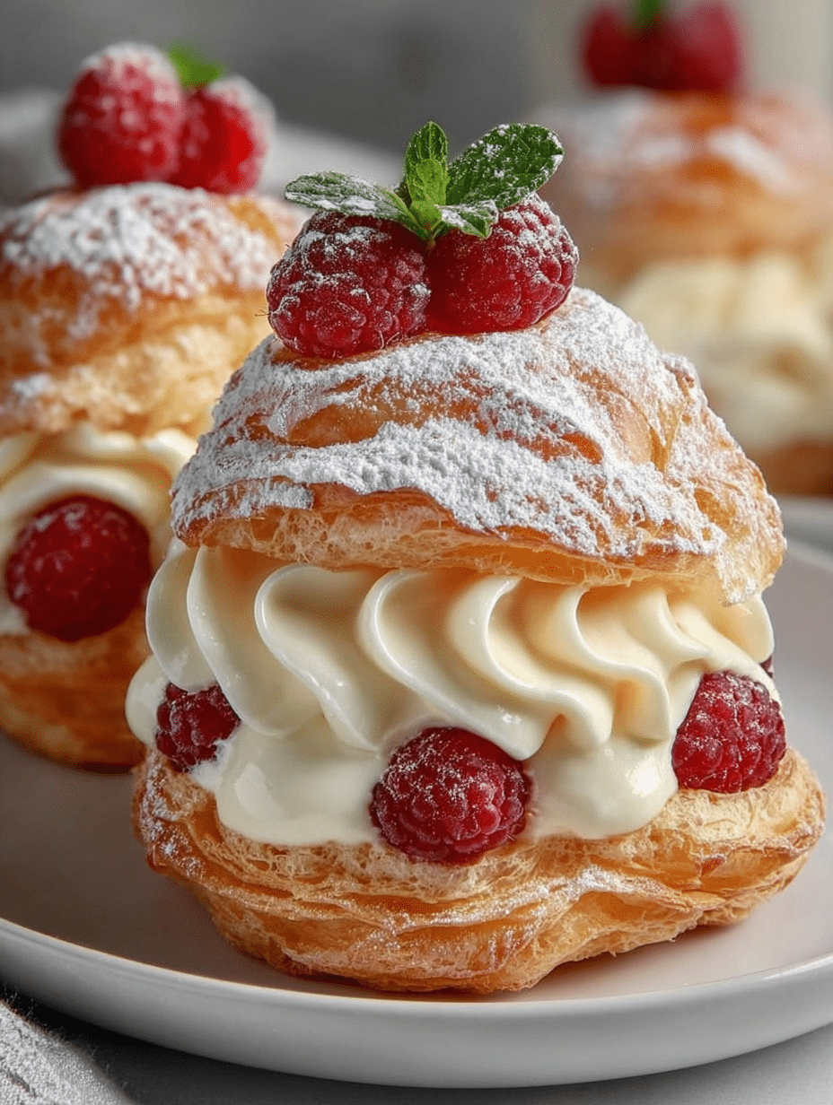 Raspberry Cream Puff Pastries