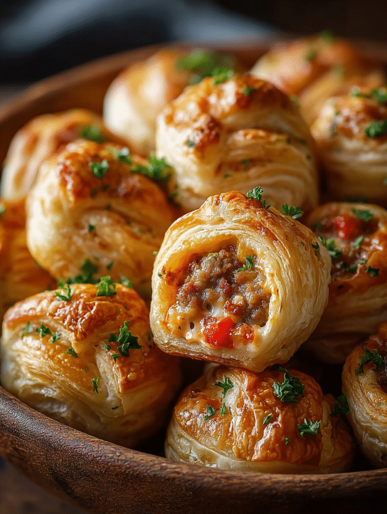 Rotel Sausage & Cream Cheese Croissant Bites