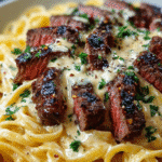 Spicy Cajun Steak with Creamy Alfredo Pasta