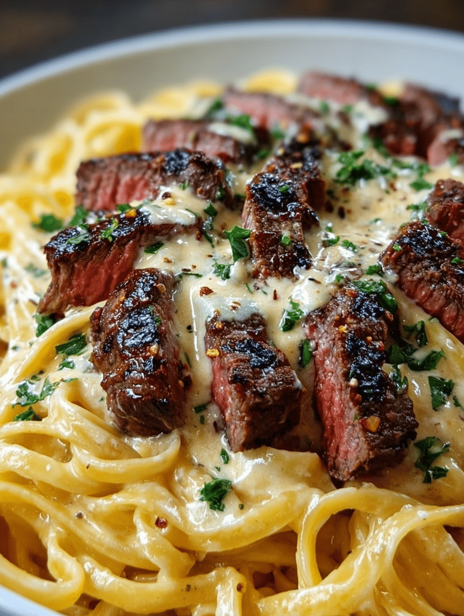 Spicy Cajun Steak with Creamy Alfredo Pasta