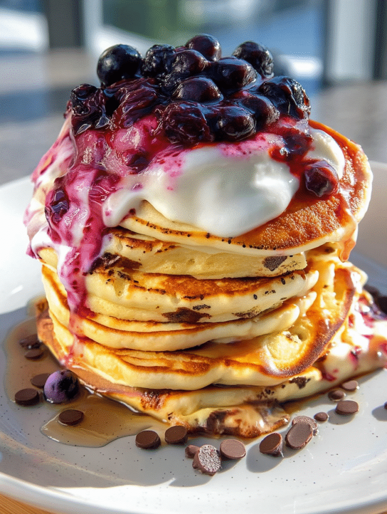 Blueberry Chocolate Chip Pancake Stack