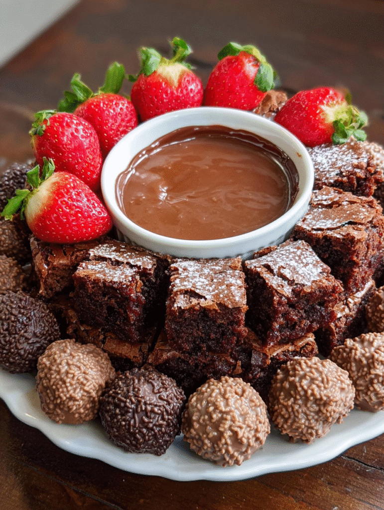 Chocolate Brownie & Strawberry Fondue Ring