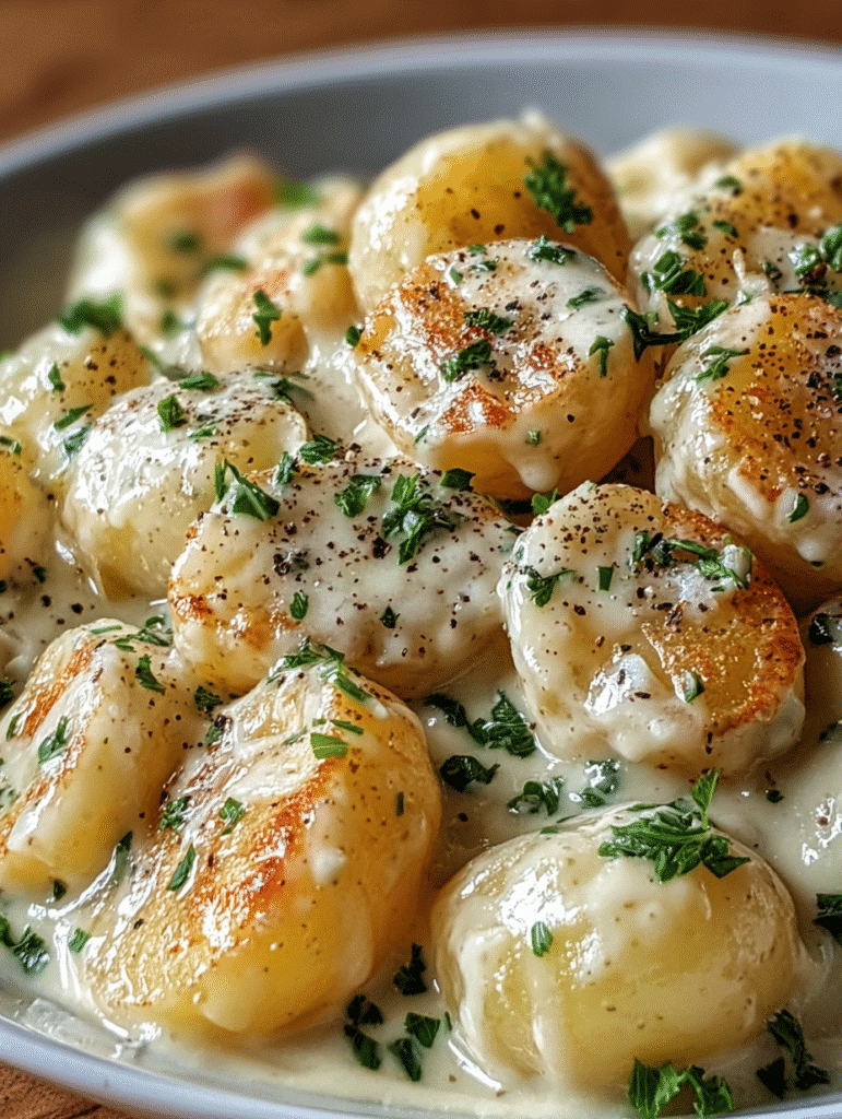 Creamy Garlic Sauce Baby Potatoes
