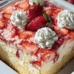 Creamy Strawberry Cheesecake Poke Cake