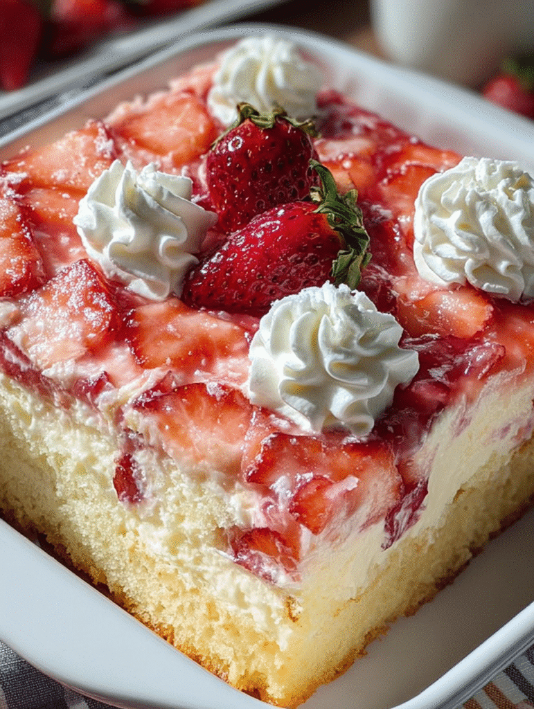 Creamy Strawberry Cheesecake Poke Cake