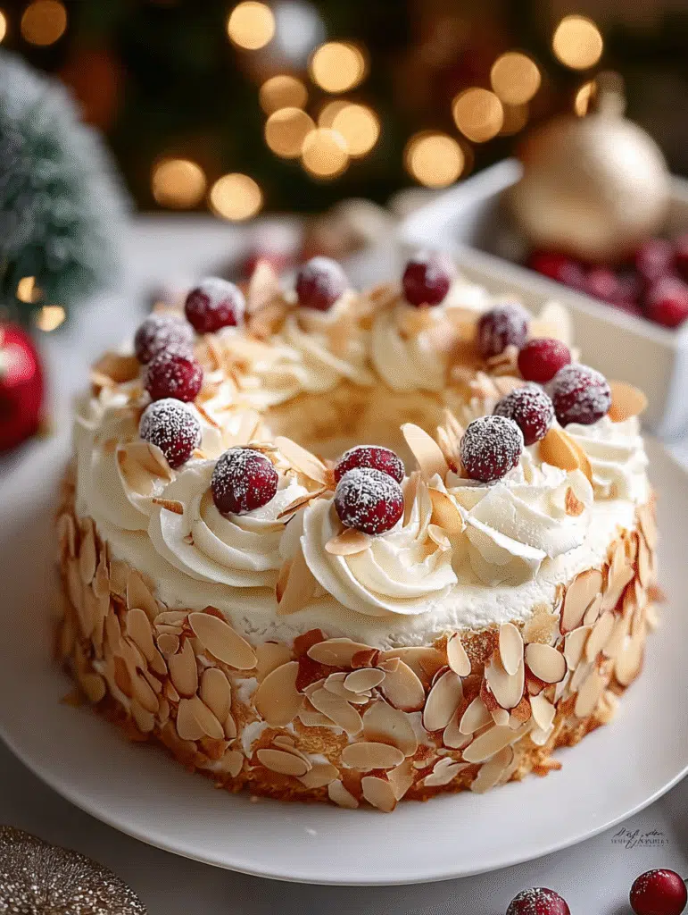 Holiday Almond Cream Wreath Cake