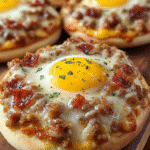 Loaded & Gooey English Muffin Breakfast Pizzas