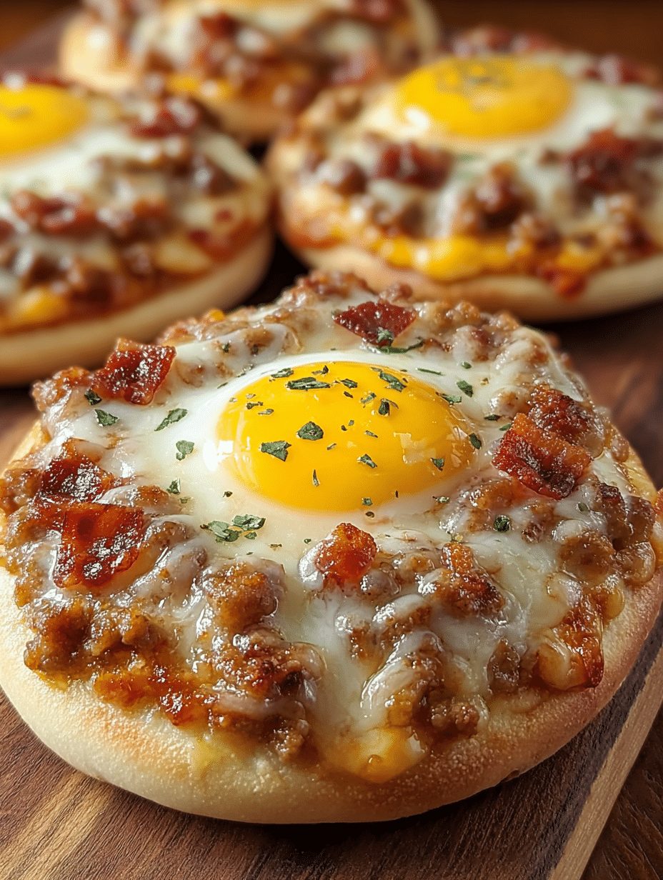 Loaded & Gooey English Muffin Breakfast Pizzas