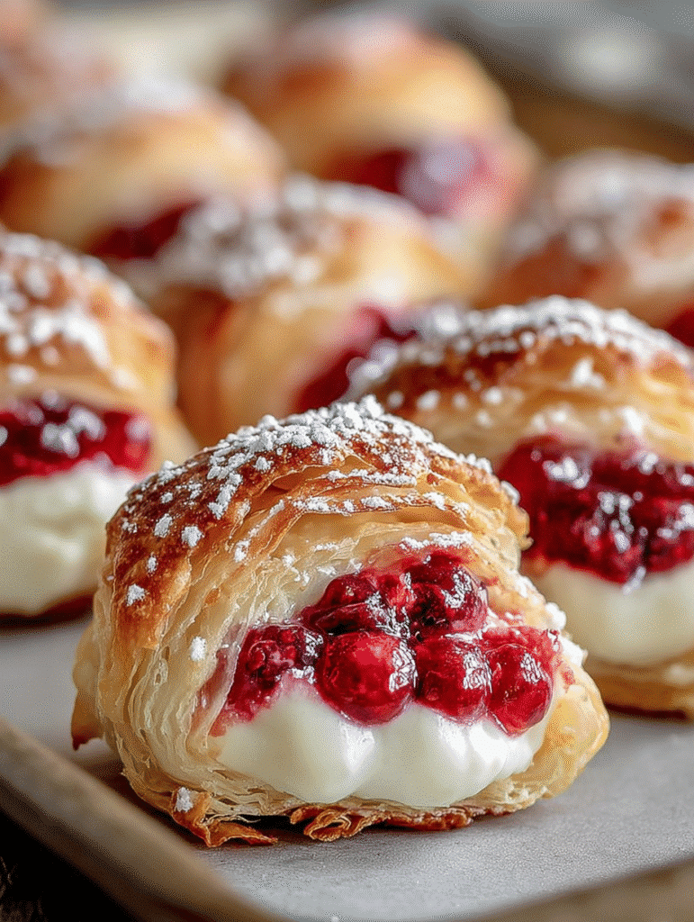 Raspberry Cream Cheese Puff Pastry Bites