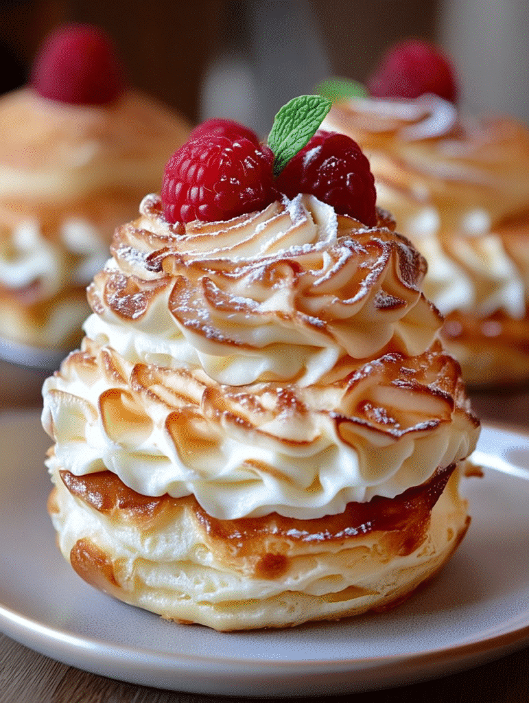 Raspberry Cream Puff Towers
