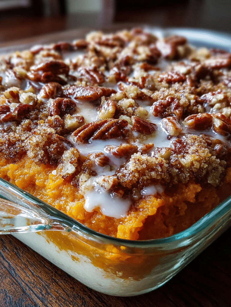 Southern Sweet Potato Casserole with Pecan Crumble
