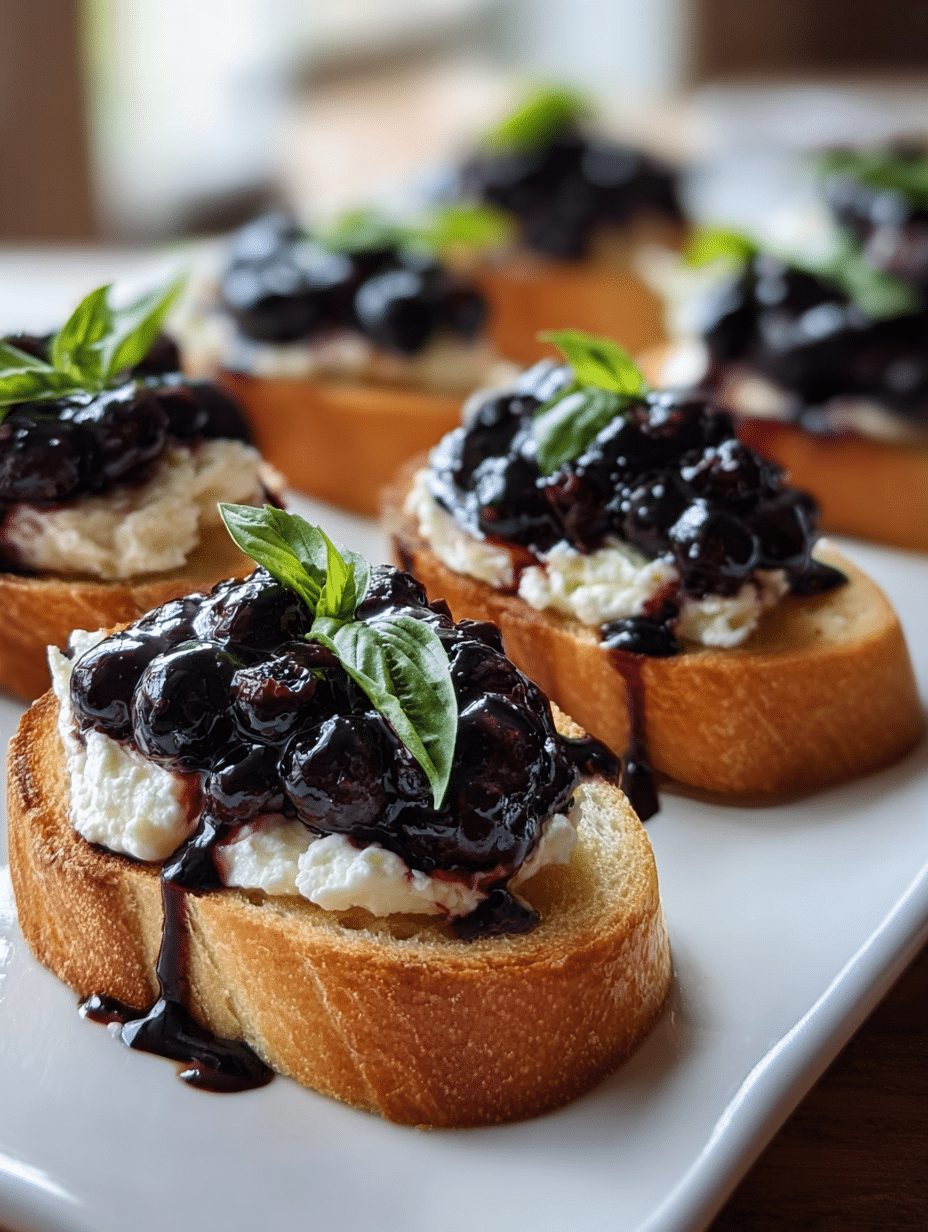 Blueberry Ricotta Crostini with Balsamic Glaze