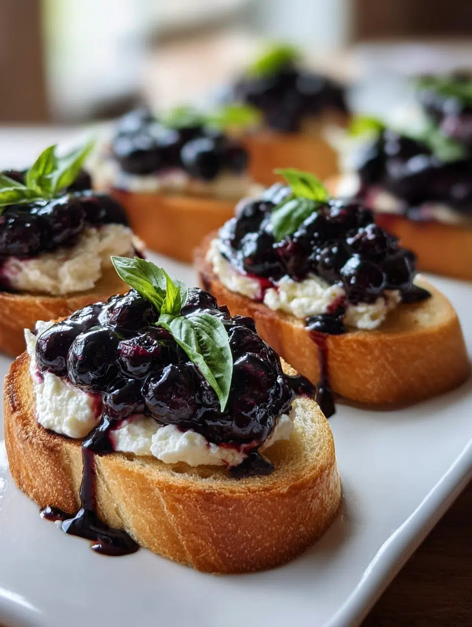 Blueberry Ricotta Crostini with Balsamic Glaze that's Irresistible! 2 Blueberry Ricotta Crostini with Balsamic Glaze